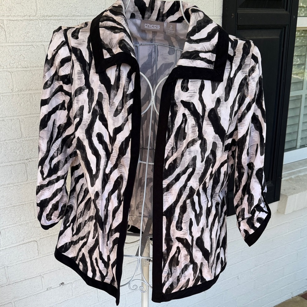 Chico's Black and White Zebra Print Jacket